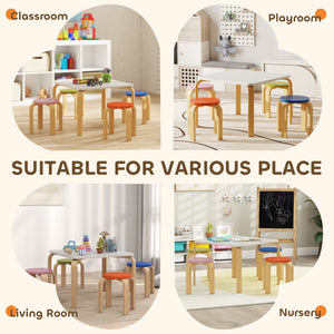 Qaba Kids Table and Chair Set, 5-Piece Children Furniture Set, Kids Table and 4 Chair Set for Daycare, Classroom, Playroom