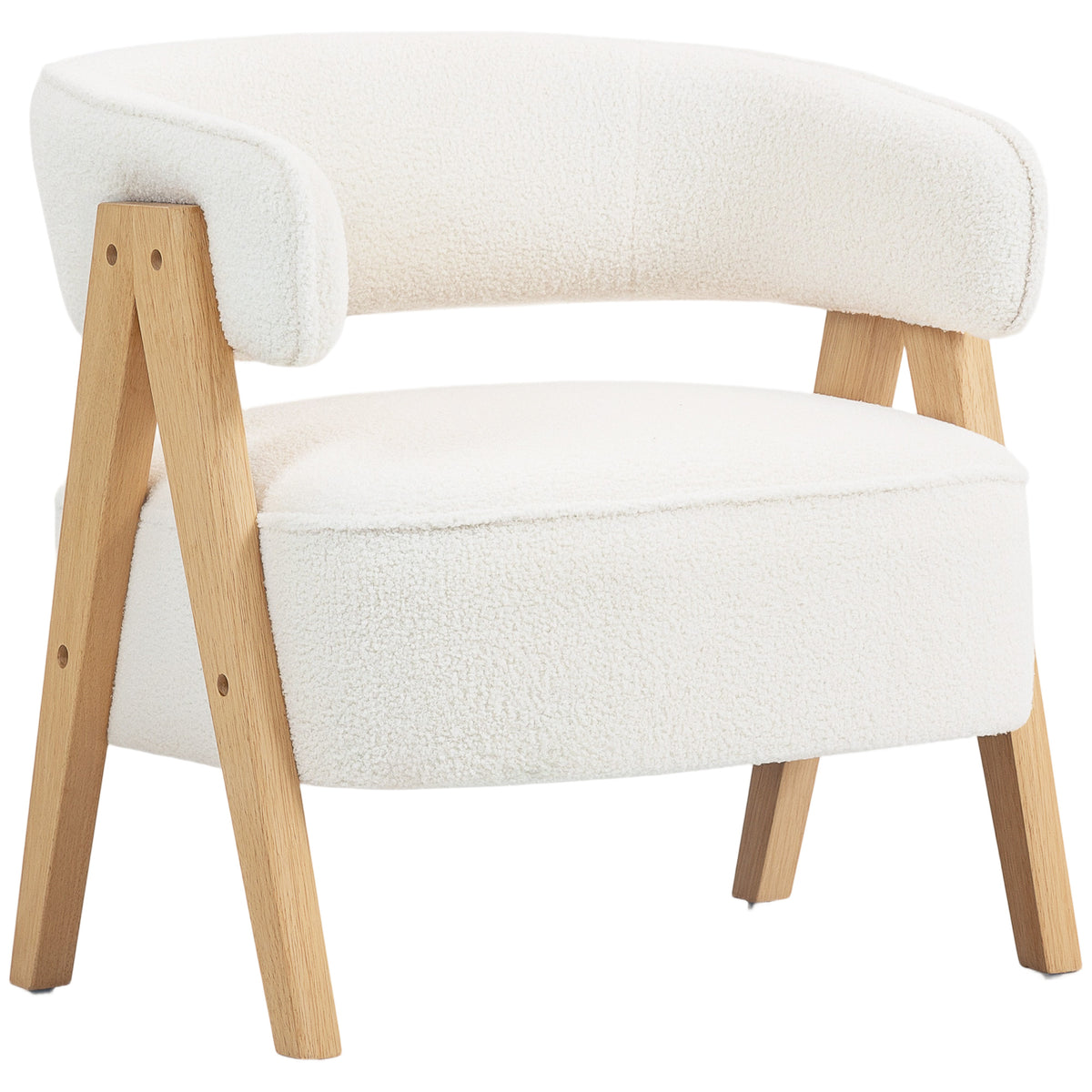 Sherpa Fleece Accent Chair, Upholstered Armchair with Solid Wood Legs and Steel Frame for Living Room – view 8