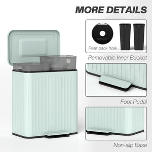 Trash Can, 2 x 5.3 Gallon (2 x 20 L) Garbage Can with Soft-Close Lid, Removable Inner Buckets for Kitchen Home Office