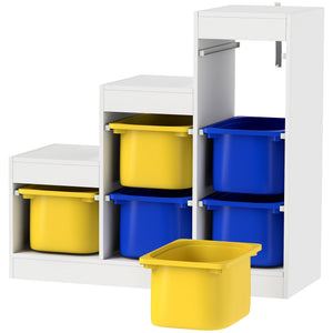 Qaba 3 Layers Toy Storage Organizer Kids Bookshelf Children Toy Storage w/ 6 Plastic Bins
