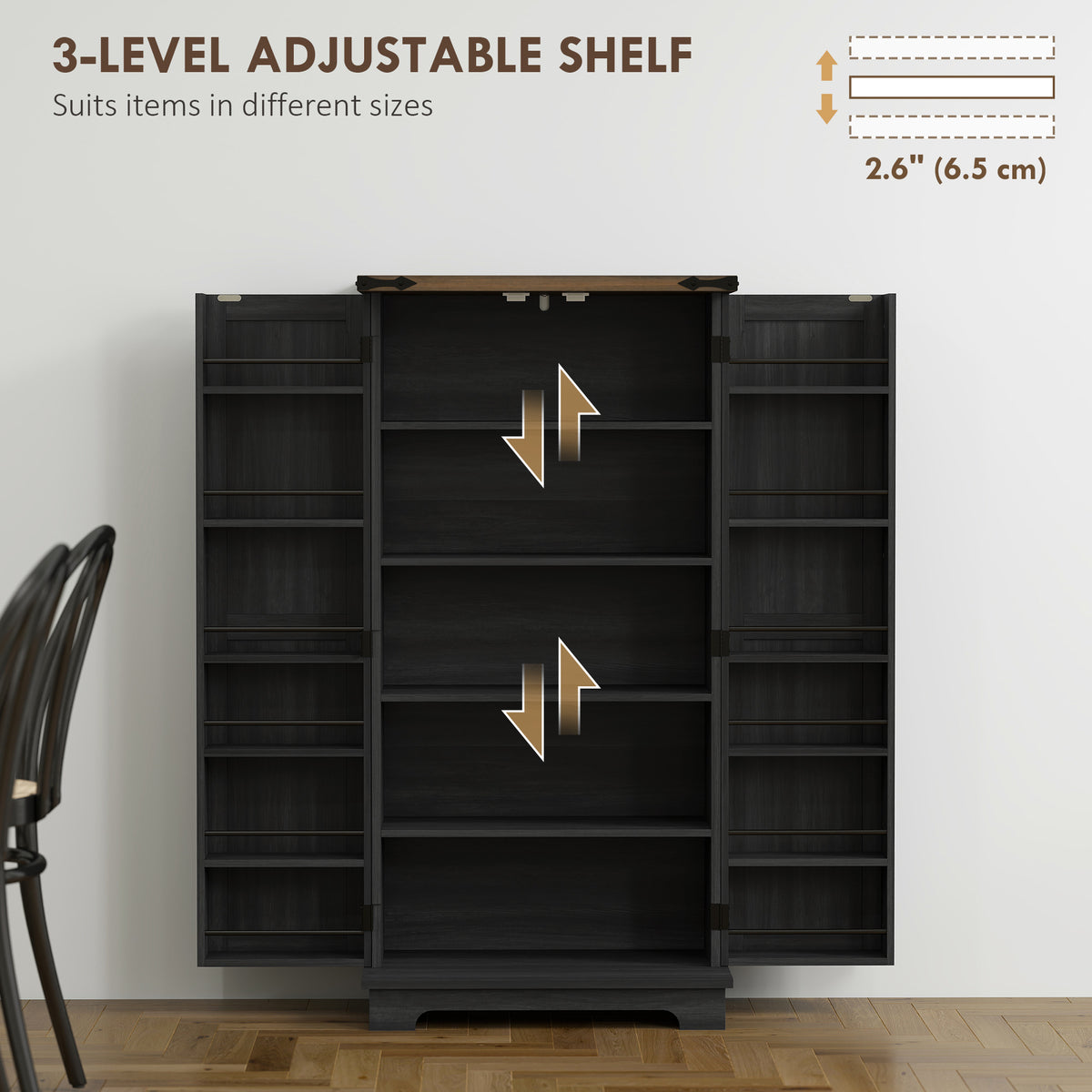 47" Kitchen Pantry Storage Cabinet, Farmhouse Kitchen Pantry Cabinet with Adjustable Shelves and Door – view 7
