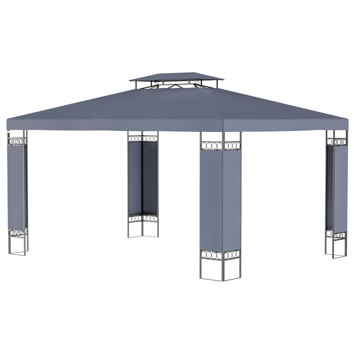 10' x 13' Outdoor Gazebo, Double Roof Patio Gazebo Canopy Shelter with Screen Decorate Corner Frame, White – view 8