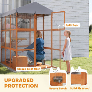 81"H Catio Outdoor with Floor to Prevent Escaping & Easy Cleaning, for 2-4 Cats Kittens, Grey – view 11