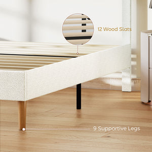 Queen Size Bed Frame with Adjustable Headboard Upholstered Platform Bed Frame with Wood Slat Support Noise – view 13