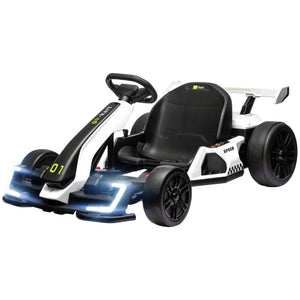 Aosom 24V Electric Go Kart, Battery Powered Kids Drift Kart with Adjustable Seat, Seat Belt, Horn, Music, Light