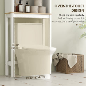 Over The Toilet Storage Cabinet, Bathroom Space Saver Cabinet with Adjustable Shelf, Bathroom Organizer, White