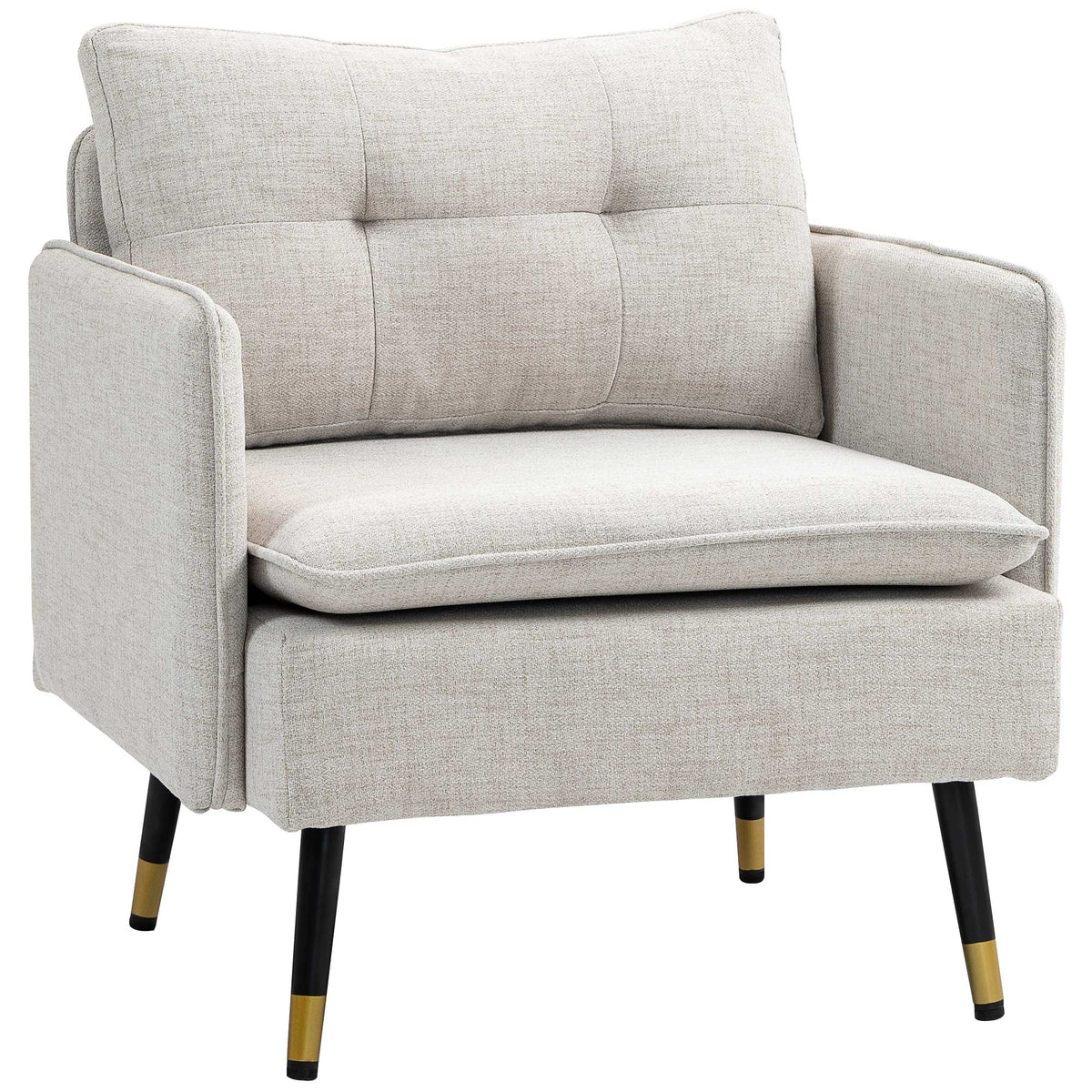 Accent Chair, Upholstered Armchair with Tufted Back Cushion and Steel Legs for Living Room, Bedroom – view 8