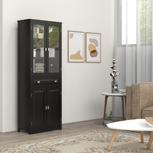 63" 4-Door Kitchen Pantry Cabinet, Freestanding Storage Cabinet Cupboard with Adjustable Shelves, Black – view 6