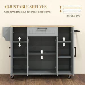 Modern Rolling Kitchen Island Cart with Drawers, Natural Wood Top, Towel Rack, Door Storage Cabinet, Black – view 12
