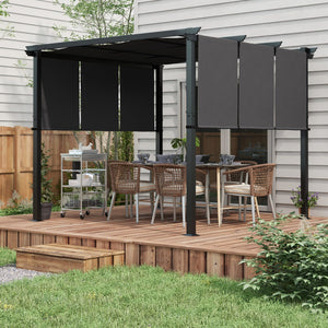 10' x 10' Metal Pergola, Outdoor Pergola with Retractable Canopy, for Garden, Patio, Backyard, Deck – view 7