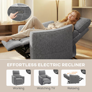 Power Recliner Chair, Chenille Upholstered Recliner Chair with USB Ports, Footrest, Dark Grey – view 3