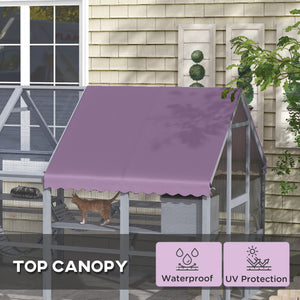 Outdoor Cat Enclosure Wooden Feral Cat House w/ Weatherproof Canopy, Bridges, Resting Boxes, Platforms, for 3-6 Cats