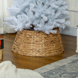 24" Hyacinth Christmas Tree Base Cover, Hand Woven Christmas Tree Collar for Party, Holiday, Home Decoration, Natural