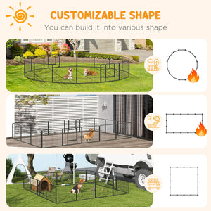 Heavy Duty Dog Playpen, 16 Panels Pet Playpen Dog Fence, Portable Puppy Exercise Pen, with 2 Doors Locking Latch, Outdoor or Indoor Use 23.5" Height