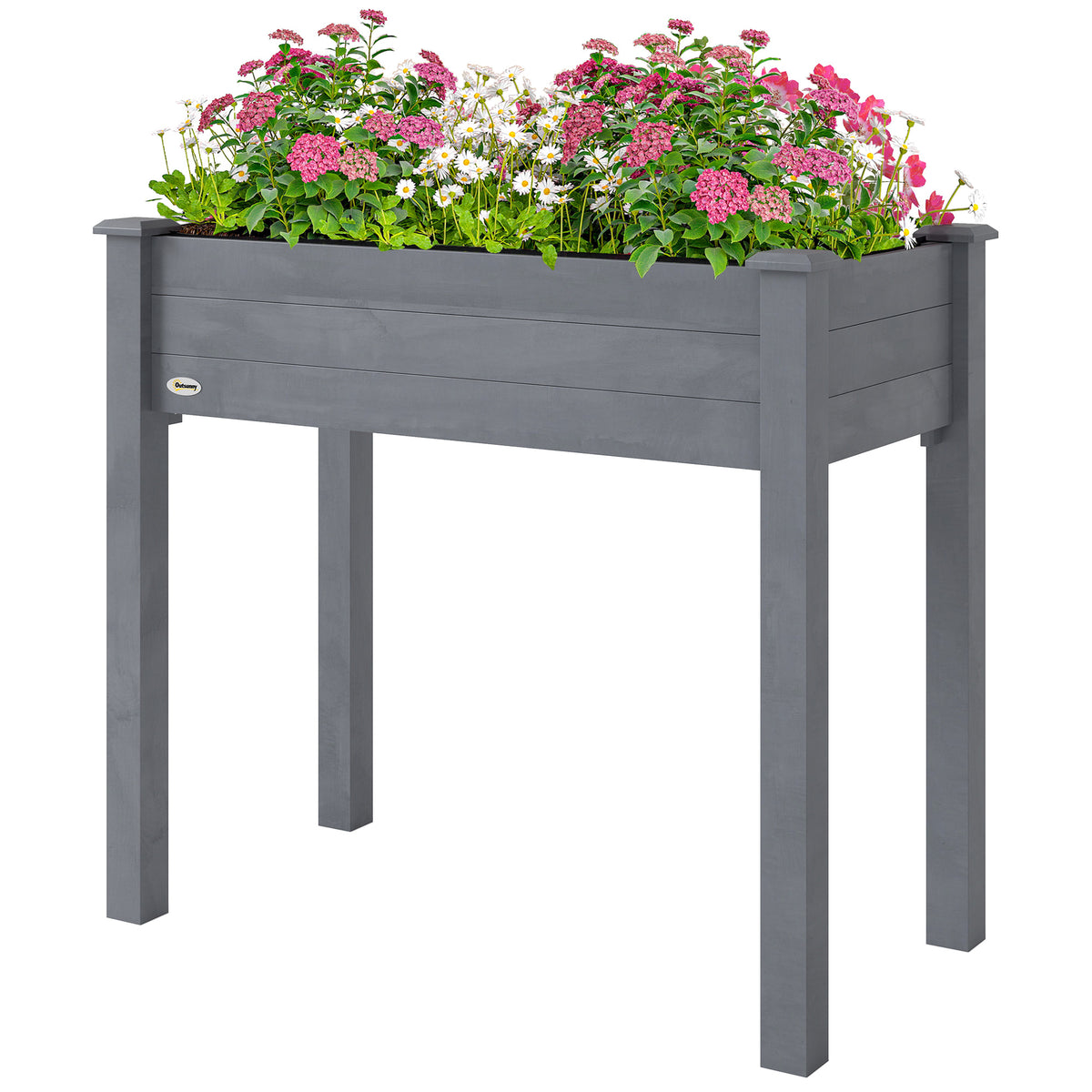 34"x18"x30" Wooden Raised Garden Bed, Elevated Planter Box with Legs, Drainage Holes, Inner Bag for Garden – view 3