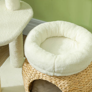 31" Cat Tree Tower with Scratching Posts, Cat Condo, Beds, Platform, Toy Ball, for Indoor Cats, Cream White