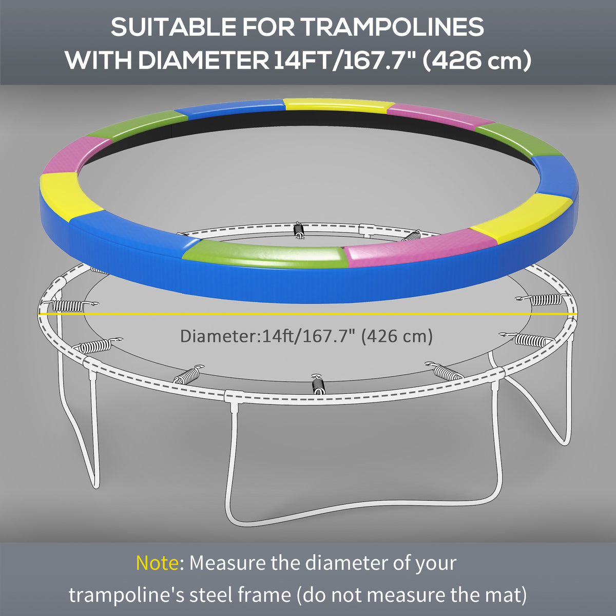 14FT Trampoline Spring Cover, Trampoline Pad Replacement, Waterproof and Tear-Resistant – view 7