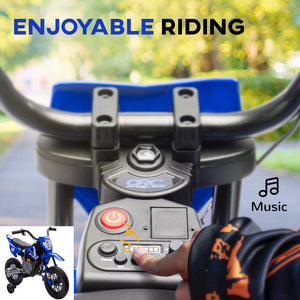 Qaba 12V Kids Dirt Bike, Electric Motorcycle with Twist Grip Throttle, Training Wheels, Rear Suspension & Music
