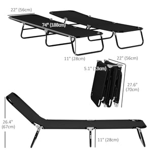 Set of 2 Folding Outdoor Lounge Chair, Sun Tanning Chairs with Reclining Back – view 2