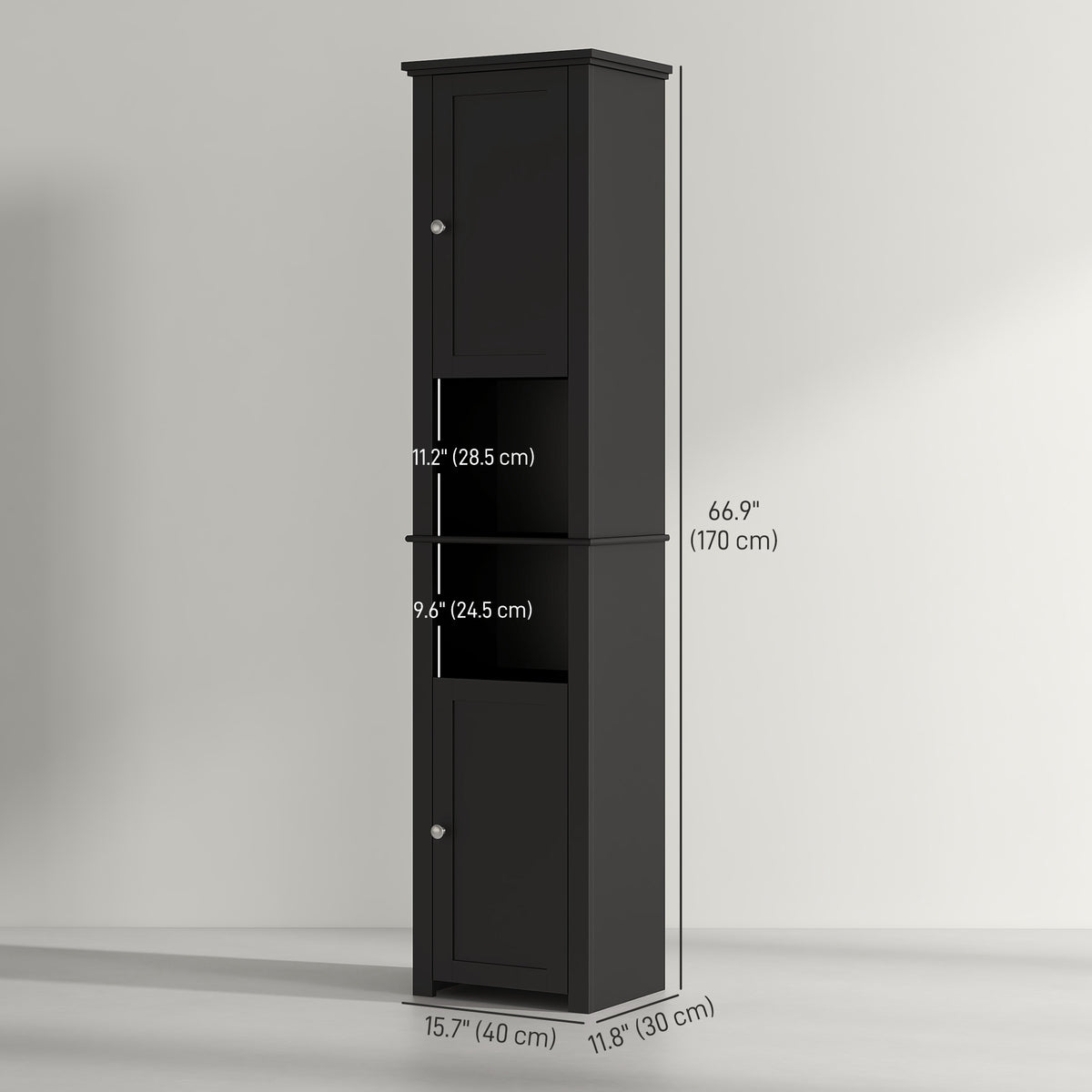 Tall Medicine Cabinet, Freestanding Bathroom Storage Cabinet with Shelves and 2 Cupboards – view 9