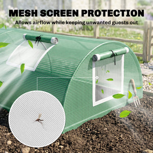 Portable Mini Greenhouse, Tunnel Growing Tent with 5 Mesh Windows and Steel Frame, 7' x 3' x 2', Green – view 4