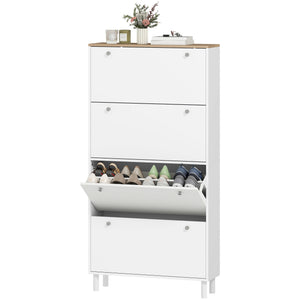 Narrow Shoe Cabinet with 4 Flip Drawers, Shoe Storage Cabinet with Adjustable Shelves, Holds 24–32 Pairs – view 8