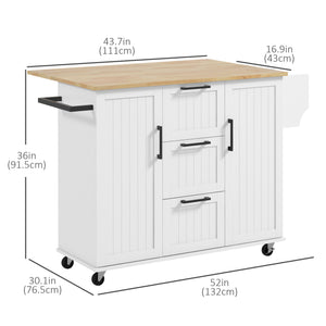 Rolling Kitchen Cart on Wheels with Drop Leaf, Kitchen Island with 3 Drawers – view 2