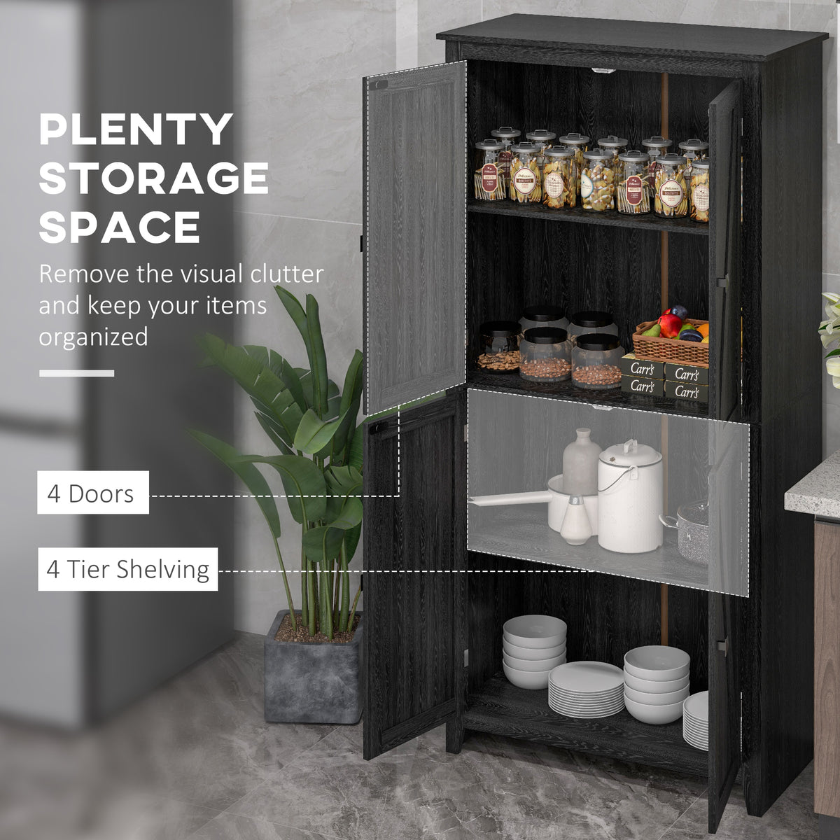 72" Freestanding Storage Cabinet, Kitchen Pantry Cabinet with Doors and Shelves for Dining Room, Natural – view 10