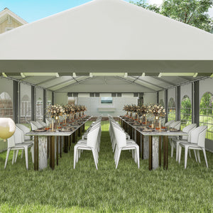 16'x32' Heavy Duty Large Party Tent & Carport with Removable Sidewalls, Portable Garage Canopy Tent, White – view 13
