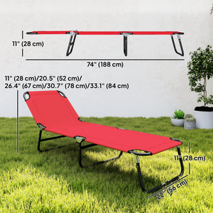 Outdoor Folding Lounge Chair, Steel Tanning Chair with Reclining Back, Breathable Mesh for Beach, Yard, Patio, Green