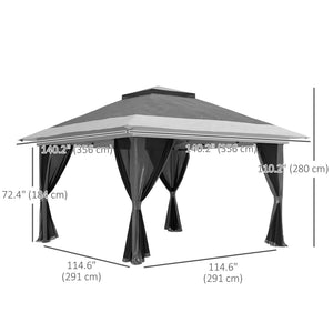 11.7' x 11.7' Pop Up Canopy Tent with Netting, UPF50+ Instant Sun Shelter with Wheeled Carry Bag and Sand Bags
