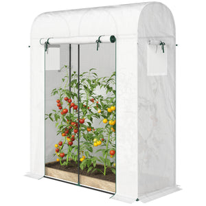 Mini Greenhouse, Portable Garden Green House with Roll-up Door and Mesh Windows, 6' x 2' x 6.6', Green – view 8