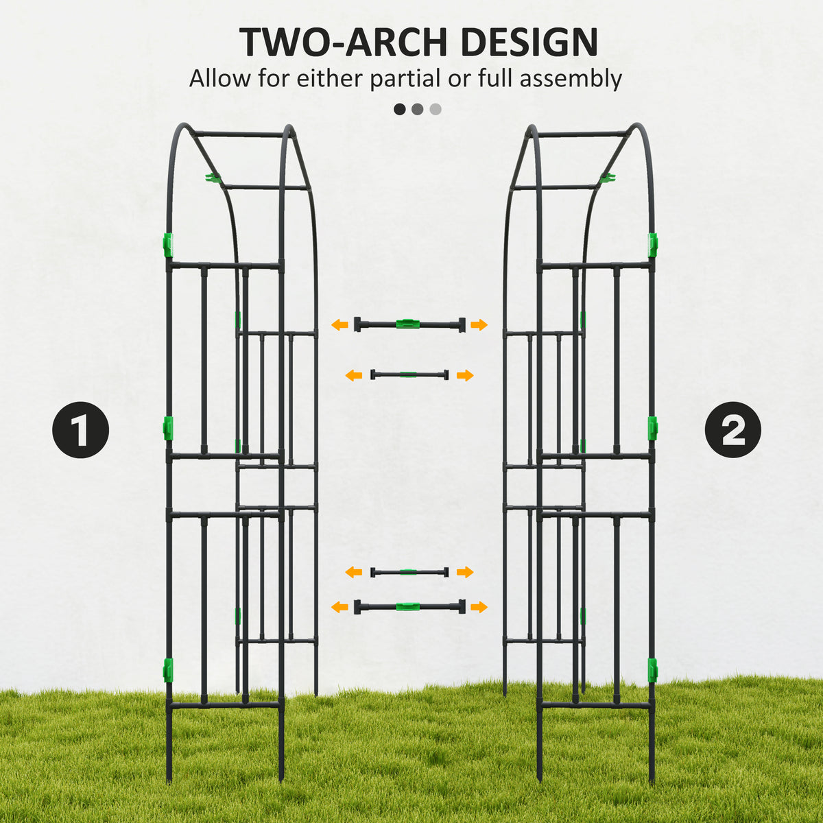 Arched Garden Trellis, 8 FT Tall Metal Plant Trellis Support with Trellis Netting for Climbing Plants