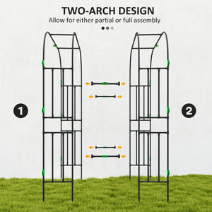 Arched Garden Trellis, 8 FT Tall Metal Plant Trellis Support with Trellis Netting for Climbing Plants