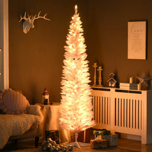 6' Pre Lit Artificial Pencil Christmas Trees, Xmas Tree with Realistic Branches and Warm White LED Lights – view 35