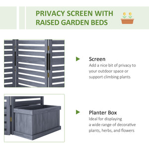 Outdoor Privacy Screen Wood Privacy Panel with 4 Planter Boxes, Raised Bed with 3 Panels, Drainage Holes – view 10