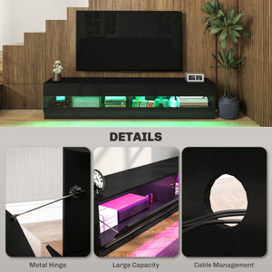 Lighted TV Stand for TVs up to 75", TV Cabinet with Storage for Living Room, High Gloss White – view 13