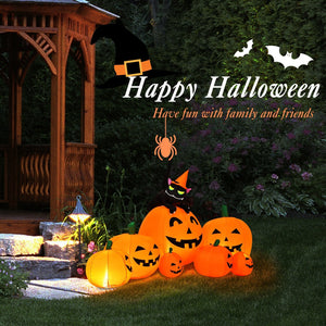 Halloween 7.5 Feet Inflatable Pumpkin Combo with Witch Black Cat view 3