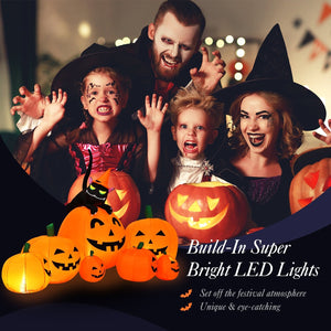 Halloween 7.5 Feet Inflatable Pumpkin Combo with Witch Black Cat view 7
