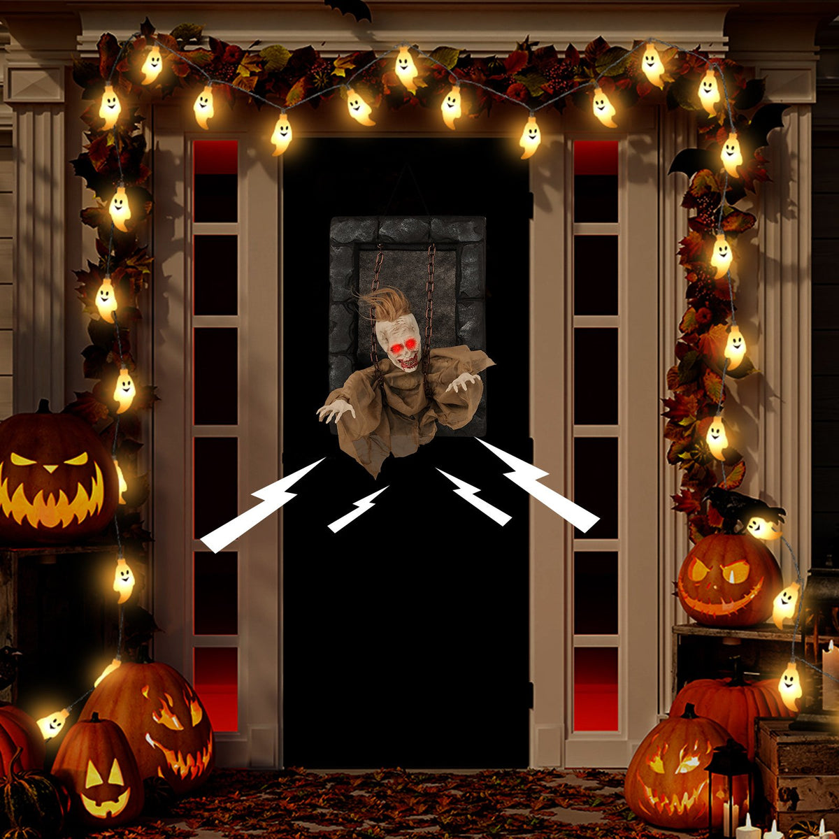 Halloween Hanging Animated Zombie Prisoner Decoration Sound-Activated view 2