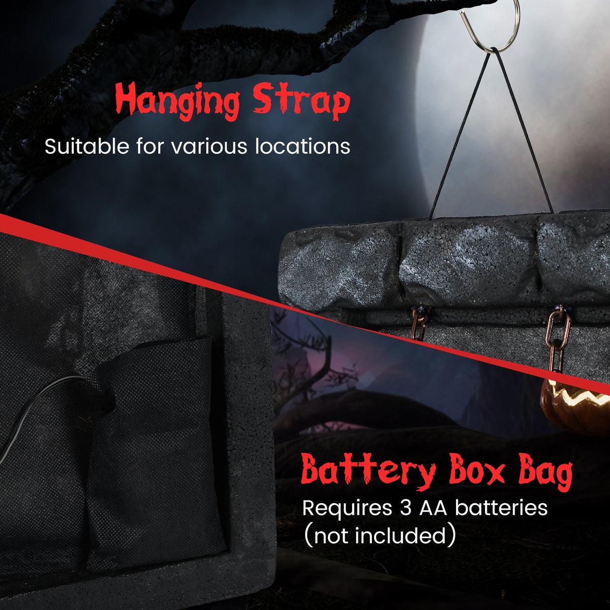 Halloween Hanging Animated Zombie Prisoner Decoration Sound-Activated view 6