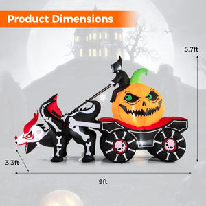 Halloween Inflatable LED Lighted Carriage with Pumpkin and Skeleton Dragon view 4