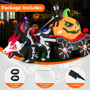 Halloween Inflatable LED Lighted Carriage with Pumpkin and Skeleton Dragon view 8