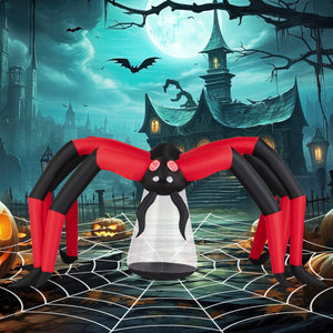 Halloween Inflatable Spider Blow Up Yard Scary Spider with Red Tunnel Light Eyes view 2