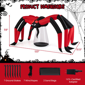 Halloween Inflatable Spider Blow Up Yard Scary Spider with Red Tunnel Light Eyes view 4