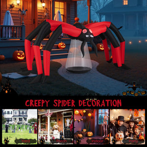 Halloween Inflatable Spider Blow Up Yard Scary Spider with Red Tunnel Light Eyes view 7