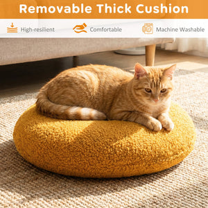 Hamburger Cat Nest with Chicken Drumstick Toy and Removable Cushion for Indoor Cats-Yellow view 8