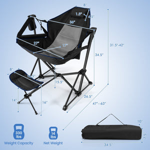 Hammock Camping Chair with Retractable Footrest and Carrying Bag-Black view 5