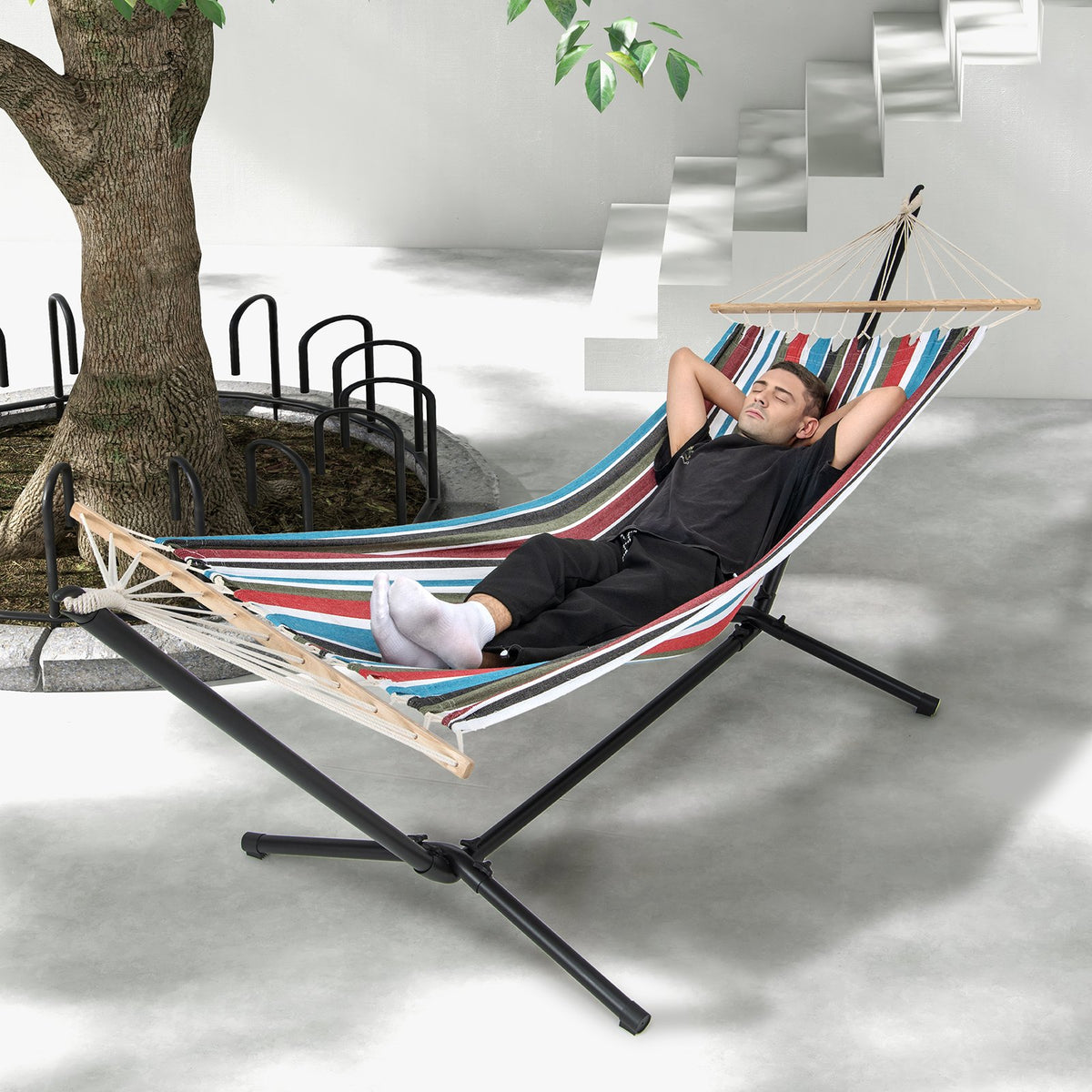 Hammock with Stand and Carrying Case-Multicolor view 3