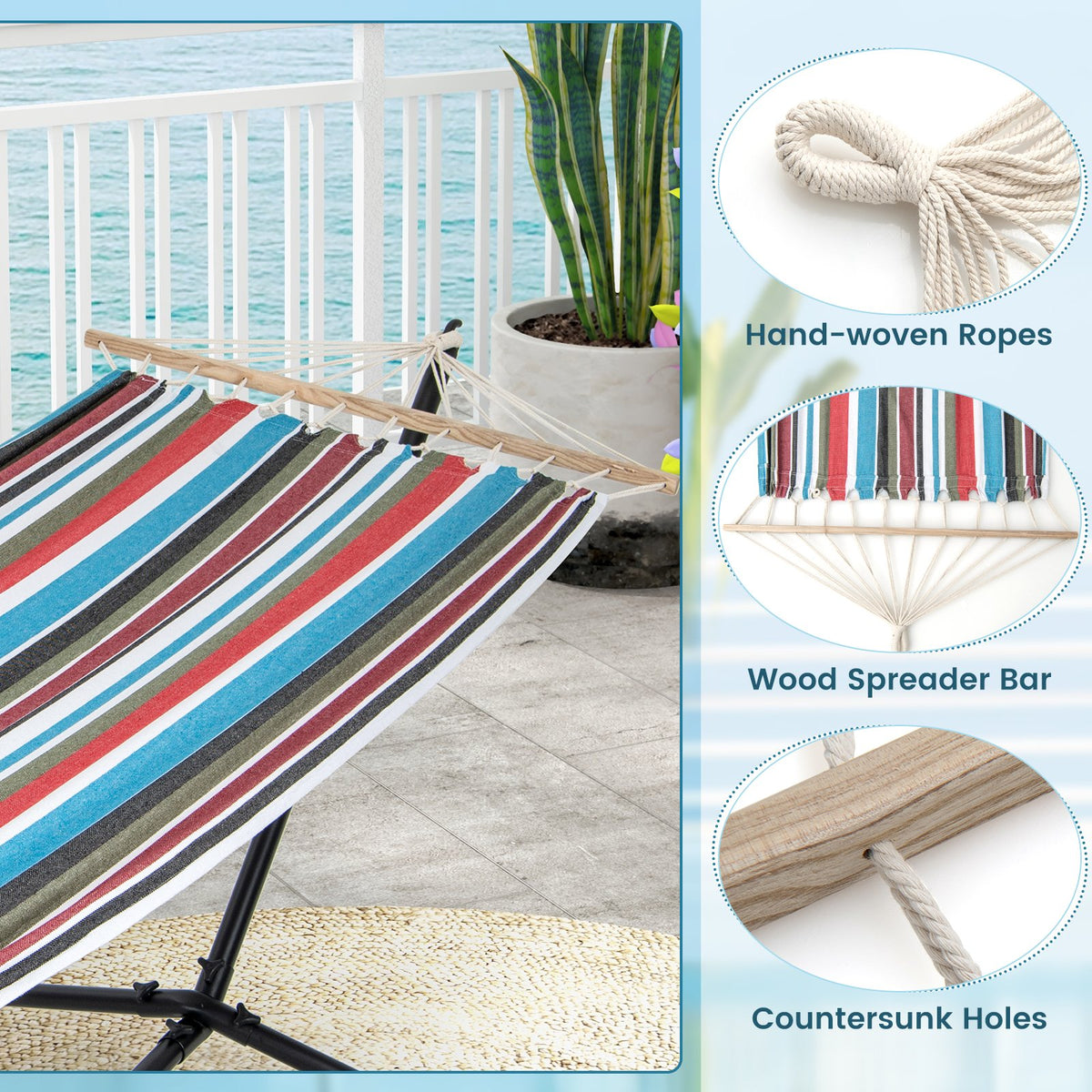 Hammock with Stand and Carrying Case-Multicolor view 8